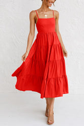 Kariertes rückenfreies Maxi-Slip-Kleid